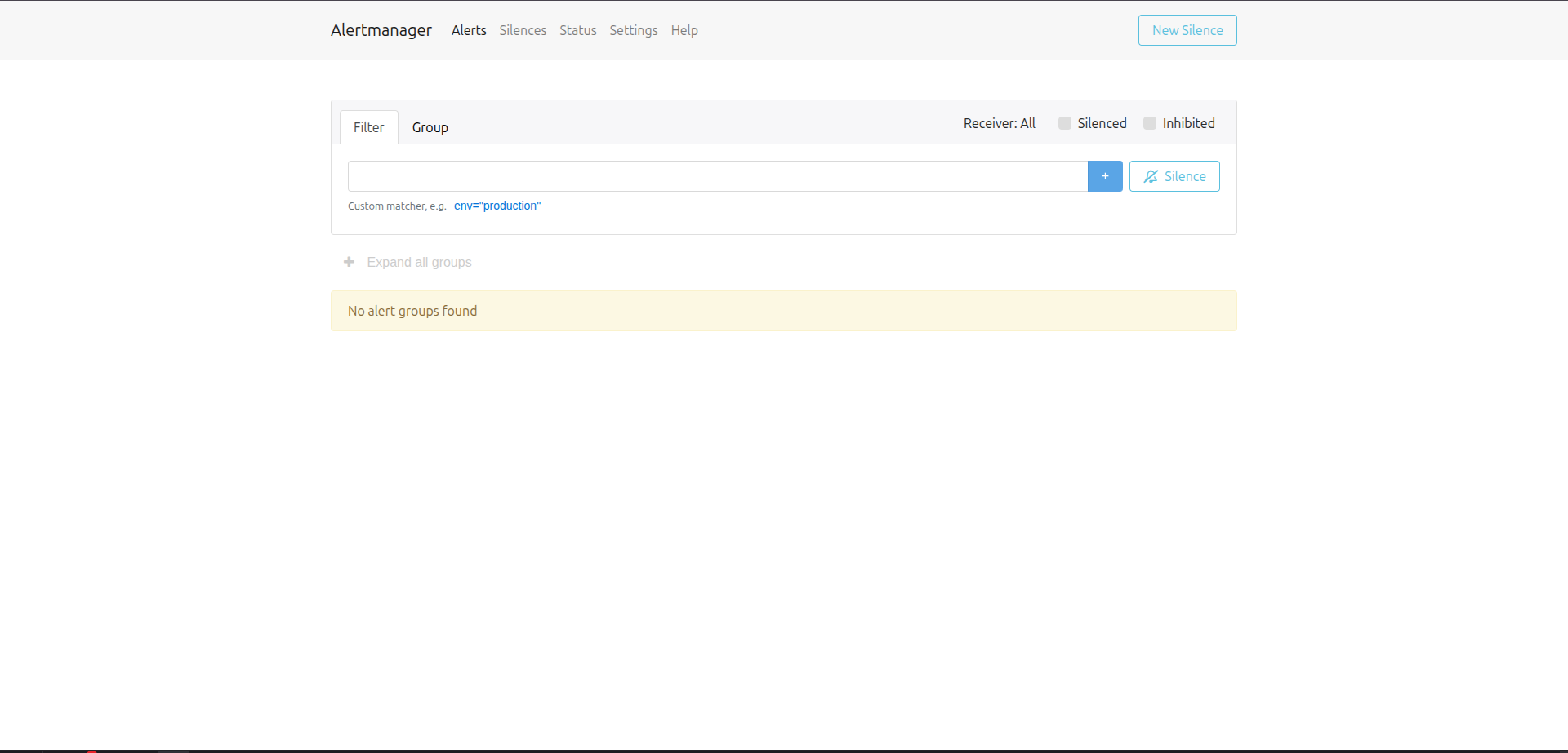 Alertmanager web interface